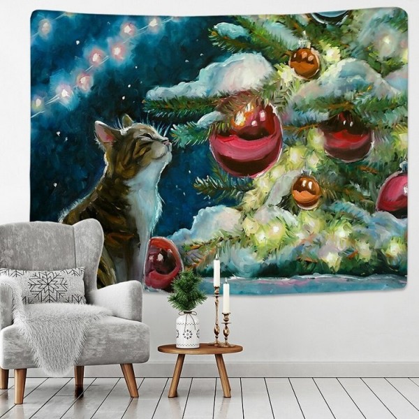 Aesthetic Christmas Kitty - 145*130cm - Printed Tapestry