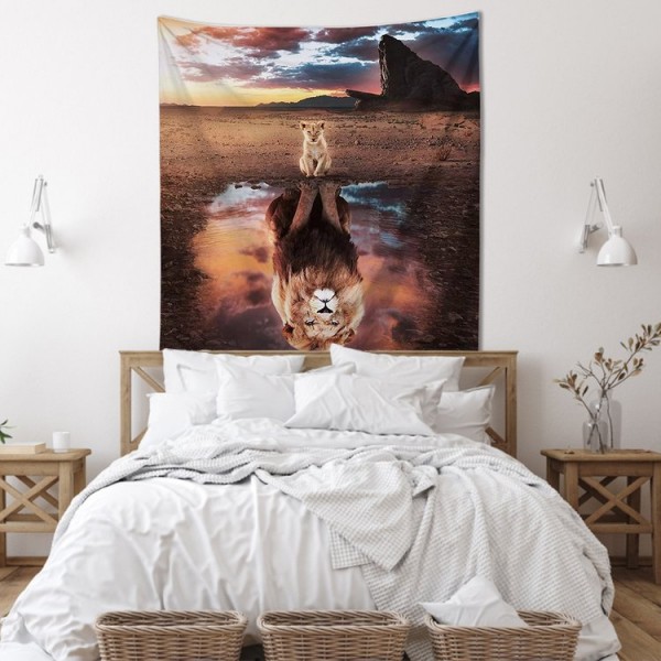 Lion Reflection - 130*145cm - Printed Tapestry