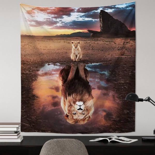 Lion Reflection - 130*145cm - Printed Tapestry