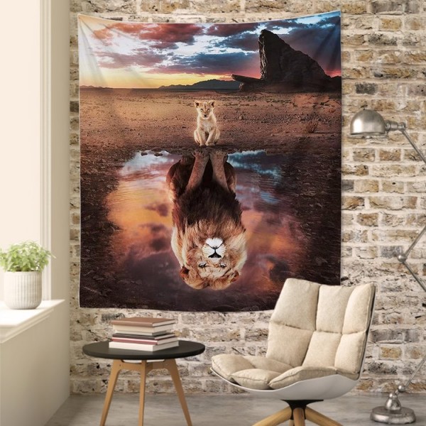 Lion Reflection - 130*145cm - Printed Tapestry