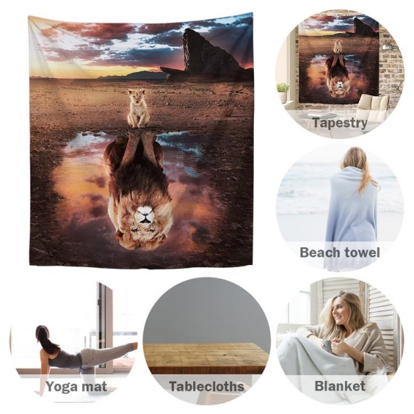 Lion Reflection - 130*145cm - Printed Tapestry