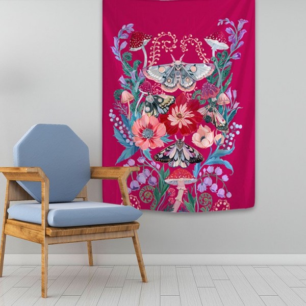 Moth Flower Yoga - 145*130cm - Printed Tapestry
