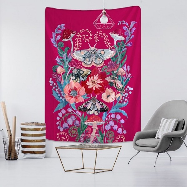 Moth Flower Yoga - 145*130cm - Printed Tapestry