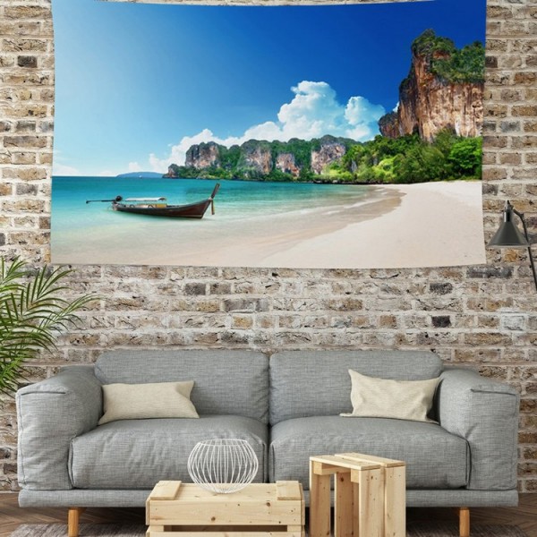 Island Boat  Camp - 145*130cm - Printed Tapestry