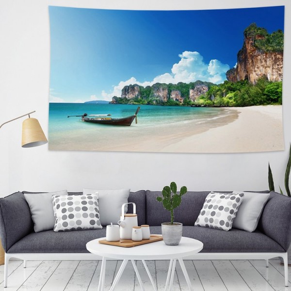 Island Boat  Camp - 145*130cm - Printed Tapestry