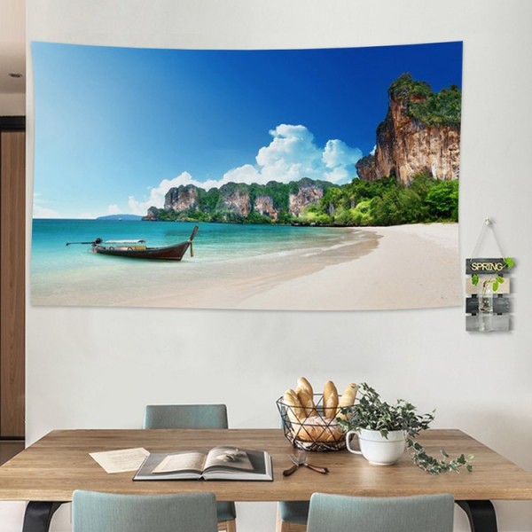 Island Boat  Camp - 145*130cm - Printed Tapestry