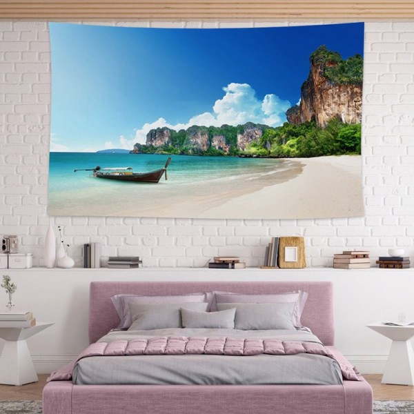 Island Boat  Camp - 145*130cm - Printed Tapestry