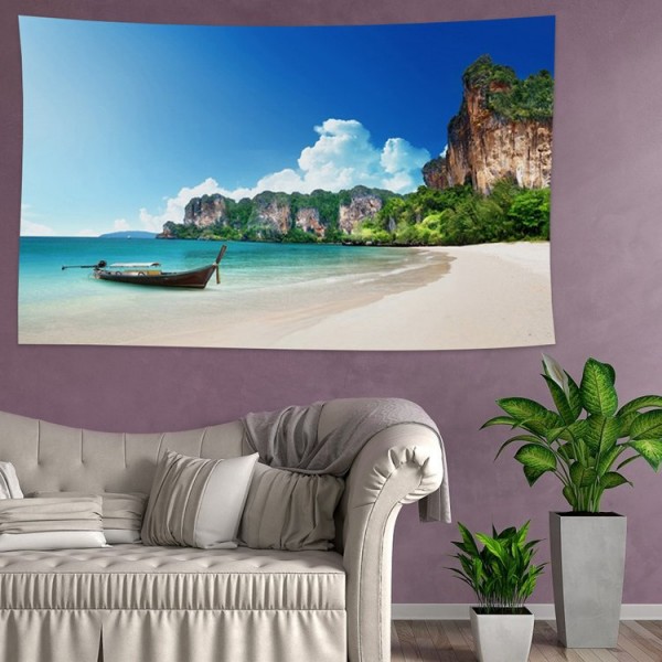 Island Boat  Camp - 145*130cm - Printed Tapestry