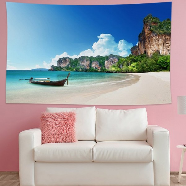 Island Boat  Camp - 145*130cm - Printed Tapestry