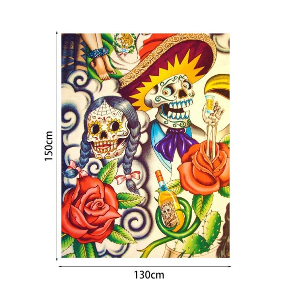 Colorful Skull Hippie - 145*130cm - Printed Tapestry