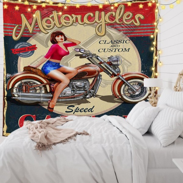 Motorcycles Lady - 100*75cm - Printed Tapestry