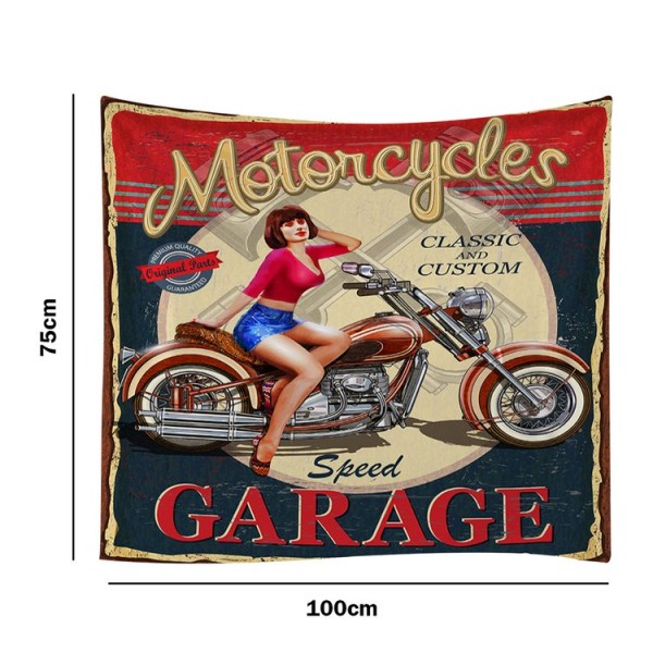 Motorcycles Lady - 100*75cm - Printed Tapestry