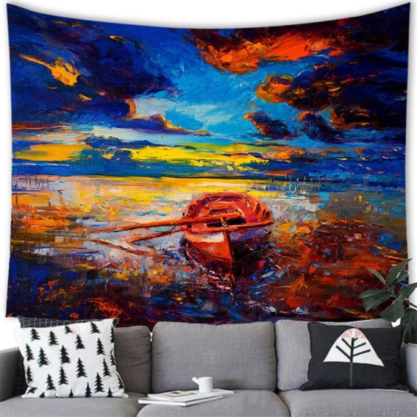 Oil Painting Boat - 100*75cm - Printed Tapestry