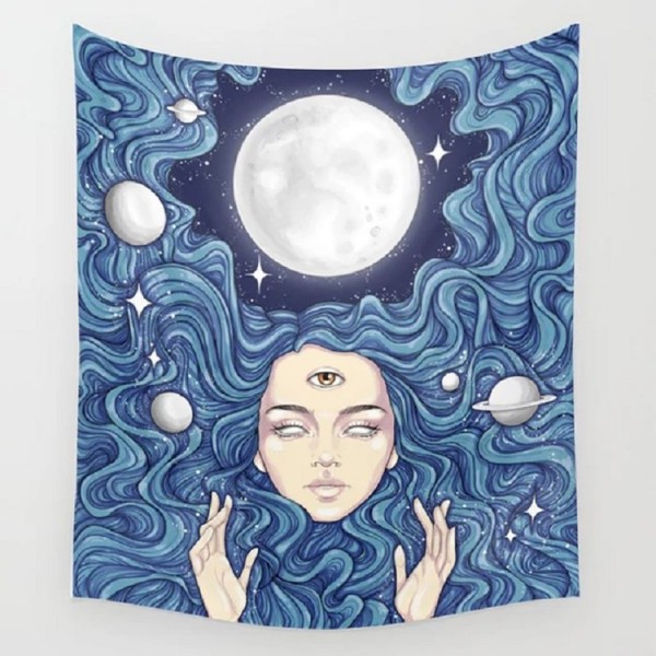 Long Hair Girl - 100*75cm - Printed Tapestry