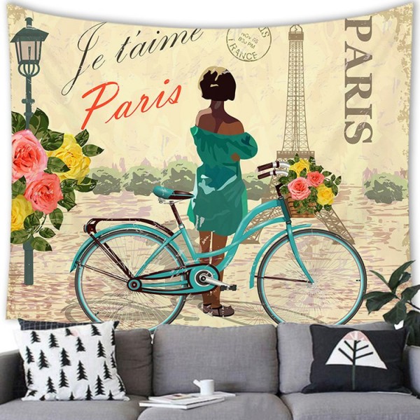 Bicycle Woman - 100*75cm - Printed Tapestry