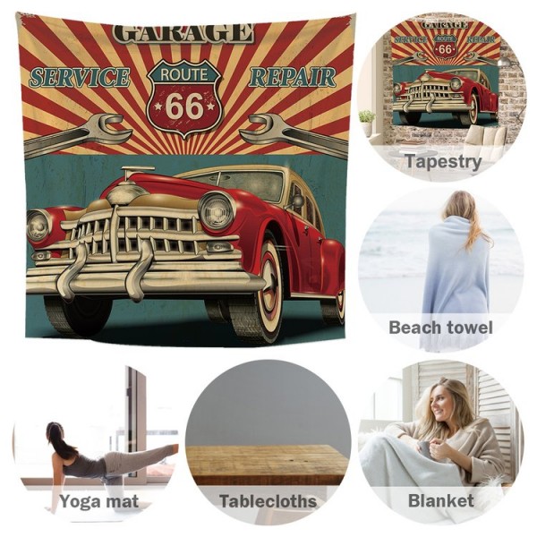 Route 66 Car - 100*75cm - Printed Tapestry