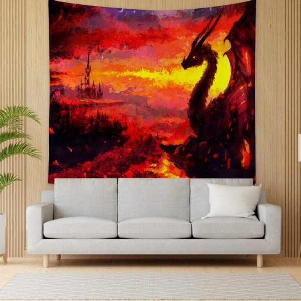 Fire Color Dragon Animal - 100*75cm - Printed Tapestry