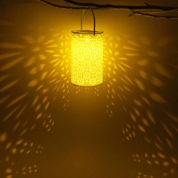 LED Projection Light Lantern Snowflake Hanging Lamp Outdoor Garden Decor