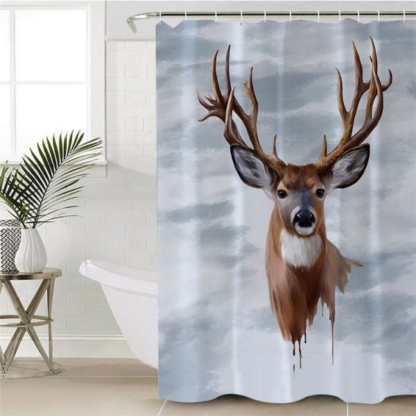 Elk Floral Moose - Print Shower Curtain