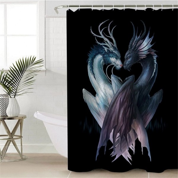 Yin Yang Dragons - Print Shower Curtain