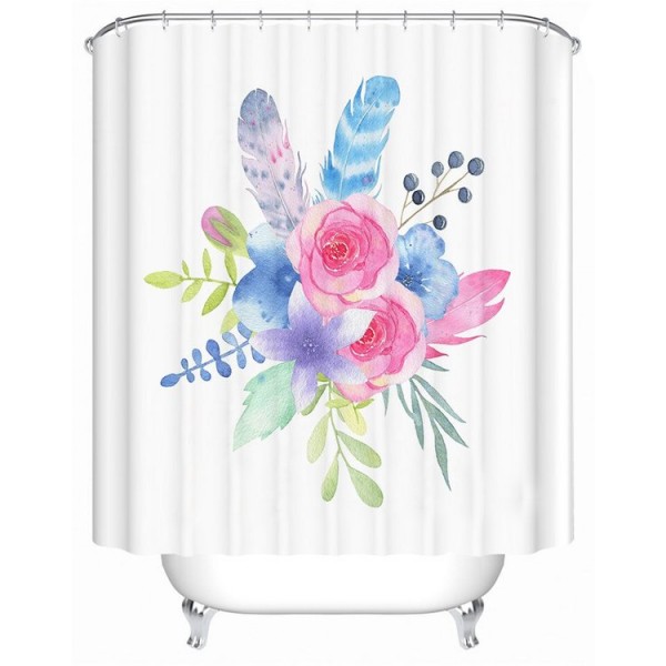 Flowers Leaves - Print Shower Curtain
