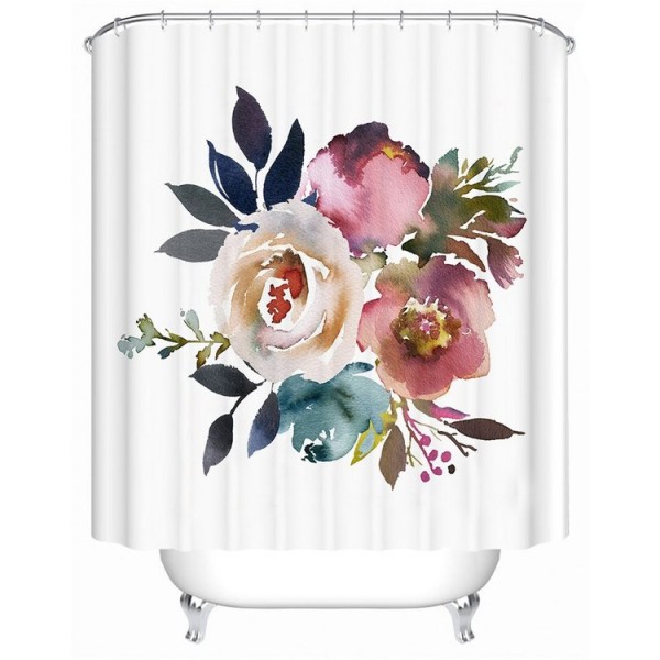 Flowers Leaves - Print Shower Curtain