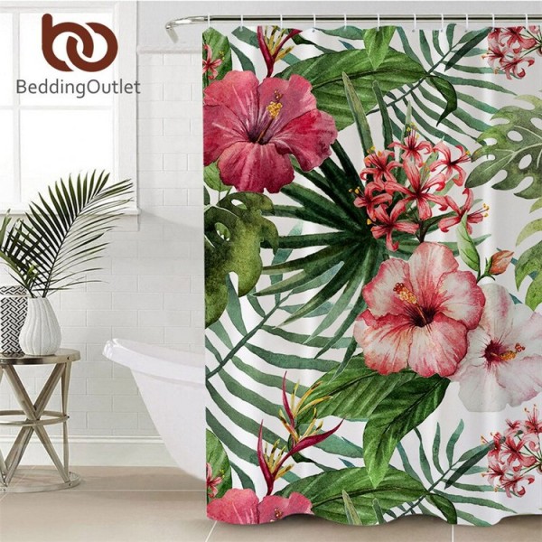 Flowers Leaves - Print Shower Curtain