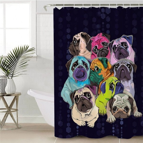 Hippie Pug - Print Shower Curtain