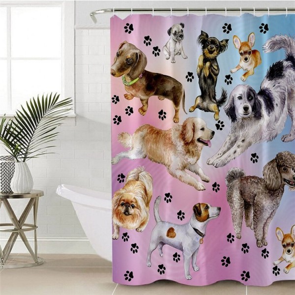 Hippie Pug - Print Shower Curtain