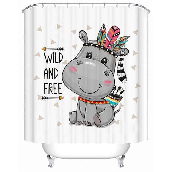 Hippo - Print Shower Curtain