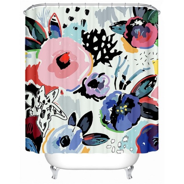 Flowers Leaves - Print Shower Curtain