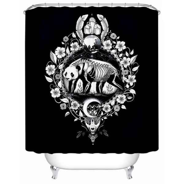 Panda Black - Print Shower Curtain