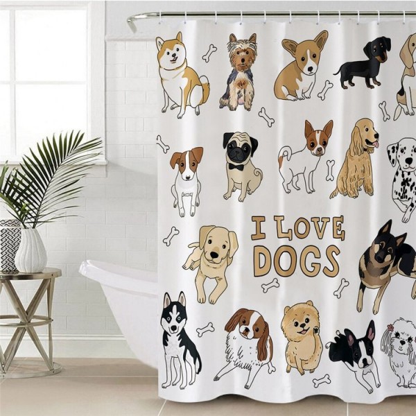 Hippie Pug - Print Shower Curtain