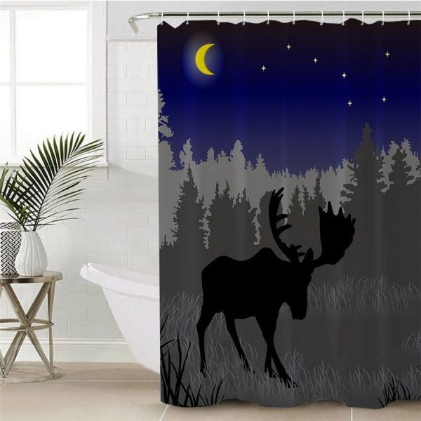 Elk Floral Moose - Print Shower Curtain