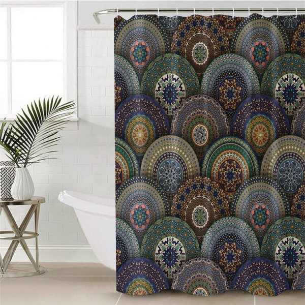 Polyester Mandala Flowers - Print Shower Curtain