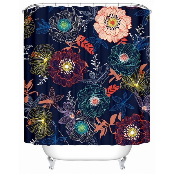 Flowers Leaves - Print Shower Curtain