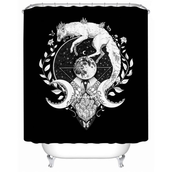 Wolf Galaxy Black - Print Shower Curtain
