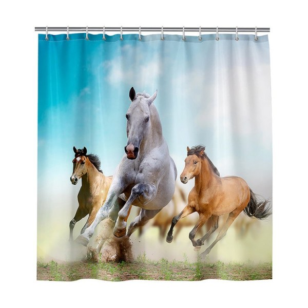 Threes Horses - Print Shower Curtain