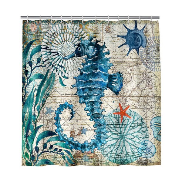 Blue Seahorse - Print Shower Curtain