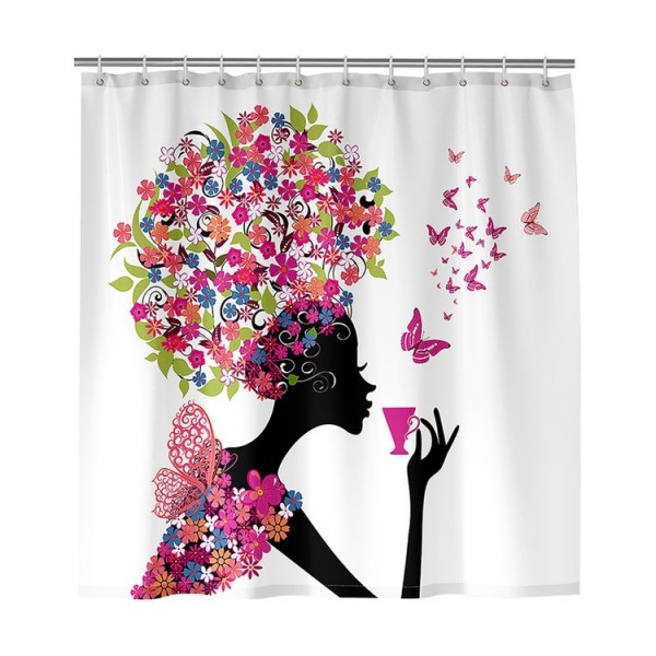 Flowers Girl - Print Shower Curtain
