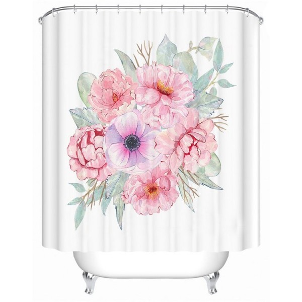 Flowers Leaves - Print Shower Curtain