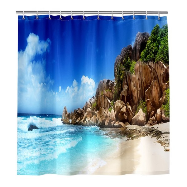 Blue Sky Beach - Print Shower Curtain