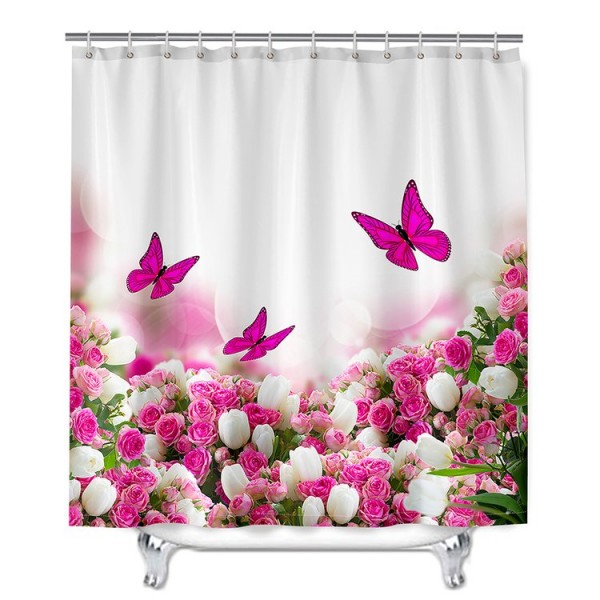 Flowers Butterfly - Print Shower Curtain