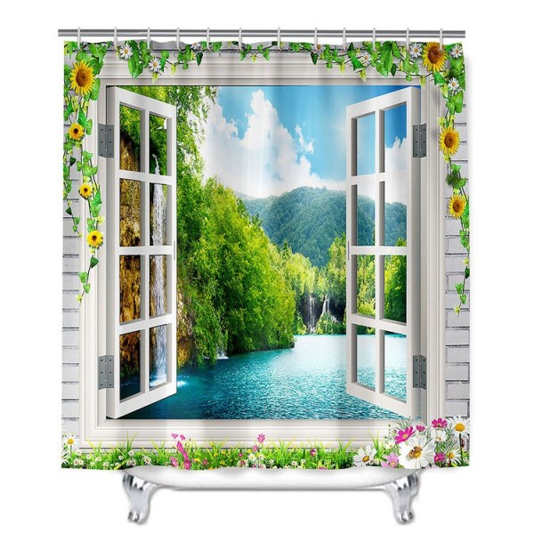 Window Landscape - Print Shower Curtain