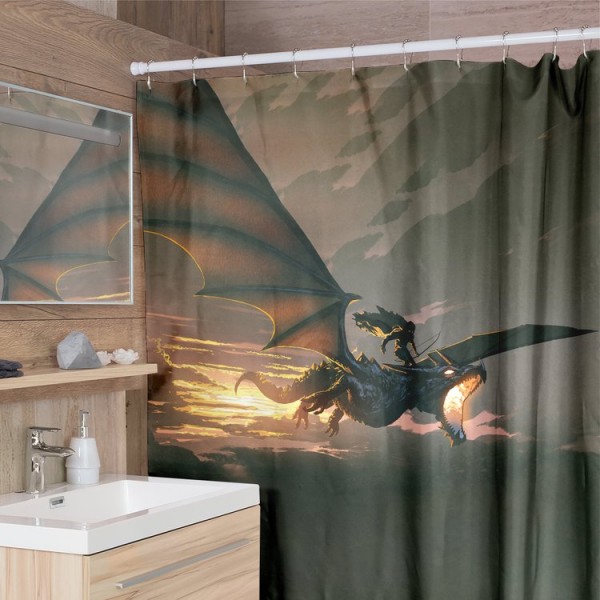 Dragon Riding -  Print Shower Curtain