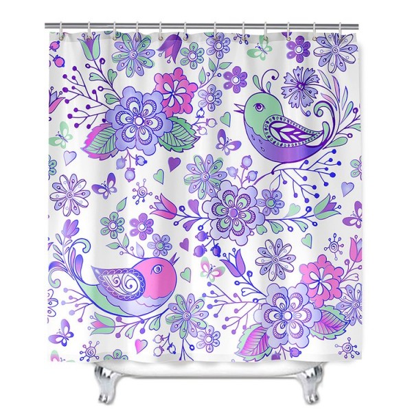 Flower Bird - Print Shower Curtain