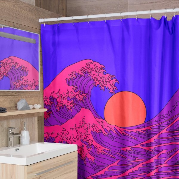 Vaporwave Wave -  Print Shower Curtain