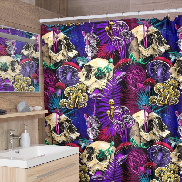 Psychedelic Skulls -  Print Shower Curtain