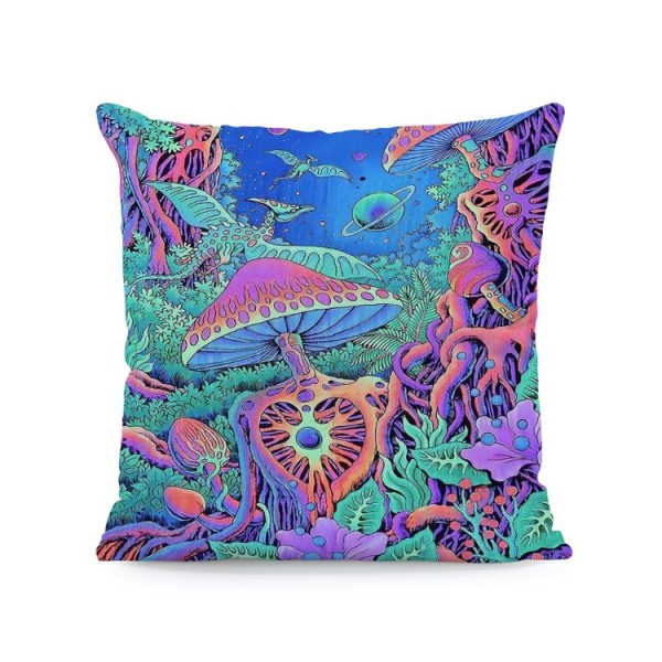 Psychedelic Mushroom- Linen Pillowcase