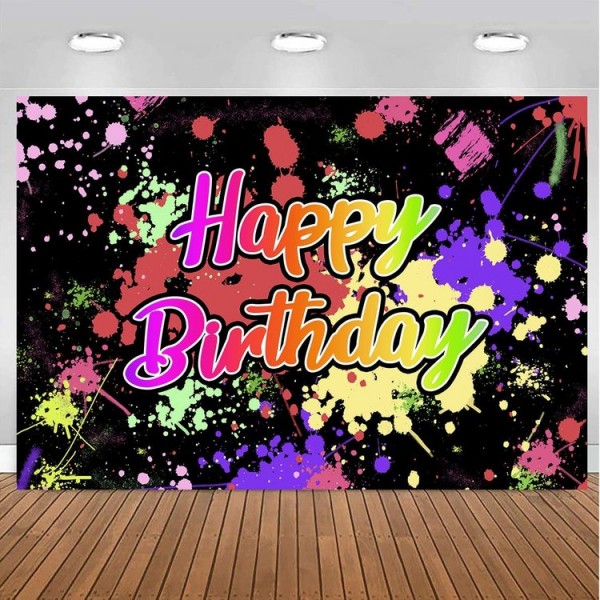 Happy Birthday - UV Reactive Tapestry with Wall Hanging Accessories